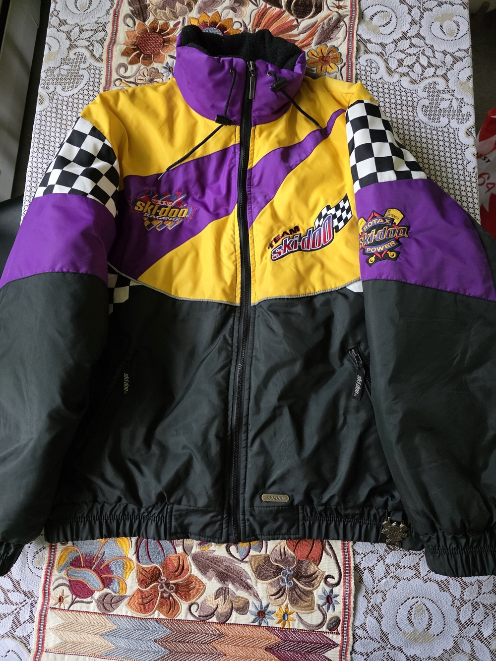 Vtg Team Ski Doo Racing Snow Purple & Yellow Snow Jacket
